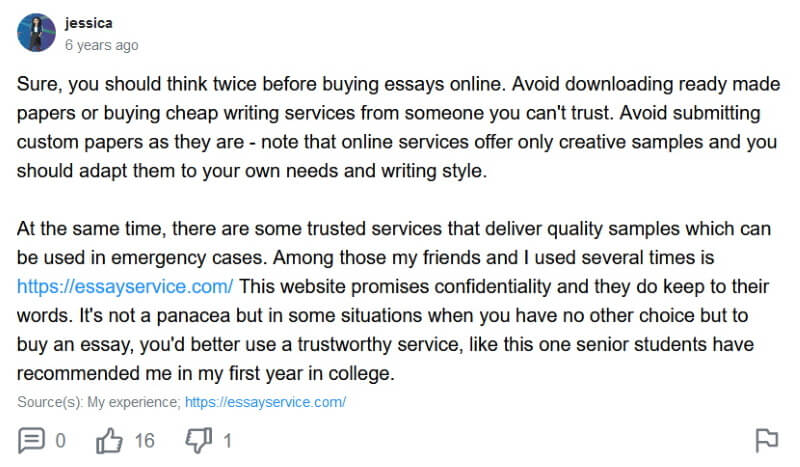 EssayService.com reviews on Yahoo Answers